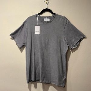 NWT Ovadia&Sons brand men's tee contrast stripe white black T-shirt, size medium